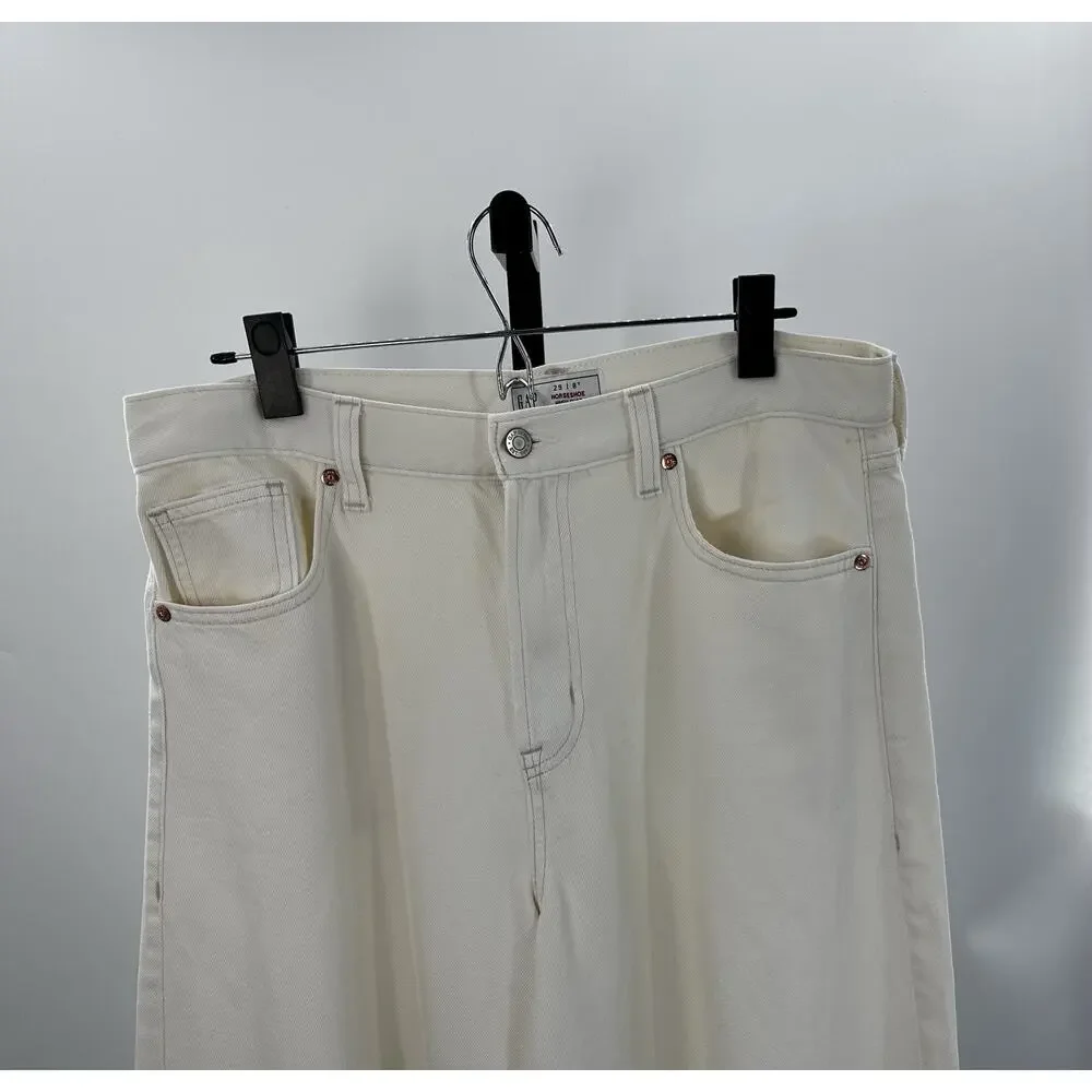 GAP Horseshoe High Rise Wide Leg Jeans Women’s 29 8T Ivory Lyocell - Picture 5 of 8